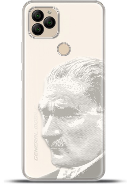 General Mobile Gm 22 Plus Kılıf Esnek Silikon Kamera Koruma 4K Desenli Özel Tasarım - Atatürk Çizgi