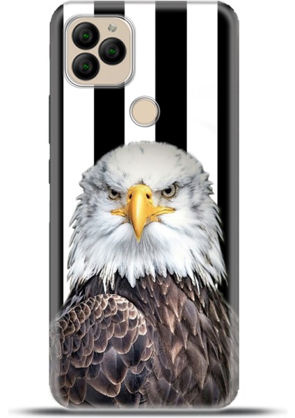 General Mobile Gm 22 Plus Kılıf Esnek Silikon Kamera Koruma 4K Desenli Özel Tasarım - Parçalı Kartal