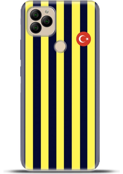 General Mobile Gm 22 Plus Kılıf Esnek Silikon Kamera Koruma 4K Desenli Özel Tasarım - Sarı Lacivert