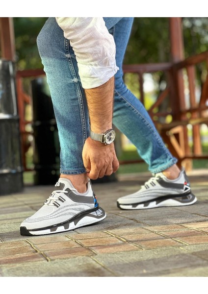 0386 Deri Hasır Keten Beyaz Sneaker Erkek Ayakkabı