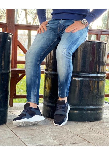 0680 Deri Lacivert Sneaker Erkek Ayakkabı