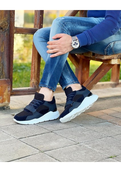 0680 Deri Lacivert Sneaker Erkek Ayakkabı