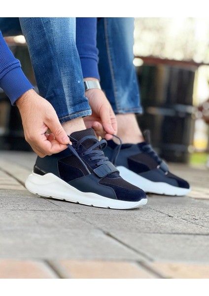 0680 Deri Lacivert Sneaker Erkek Ayakkabı