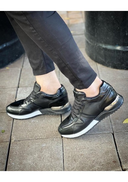 4375 Deri Siyah Sneaker Erkek Ayakkabı