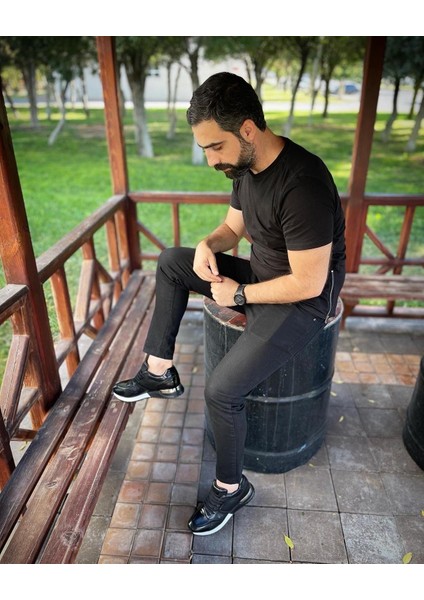 4375 Deri Siyah Sneaker Erkek Ayakkabı