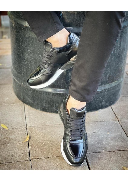 4375 Deri Siyah Sneaker Erkek Ayakkabı