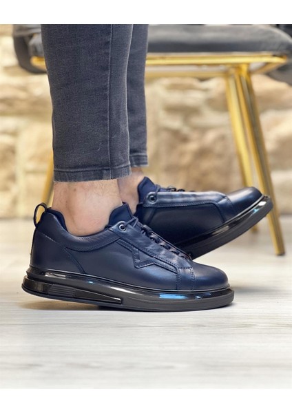 0396 Deri Lacivert Sneaker Erkek Ayakkabı