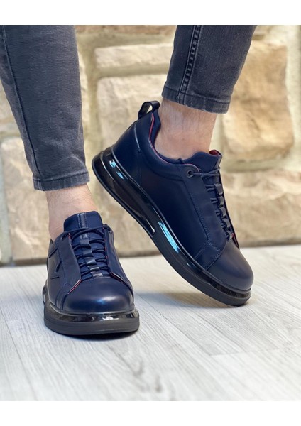 0396 Deri Lacivert Sneaker Erkek Ayakkabı