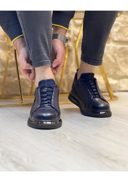 0396 Deri Lacivert Sneaker Erkek Ayakkabı