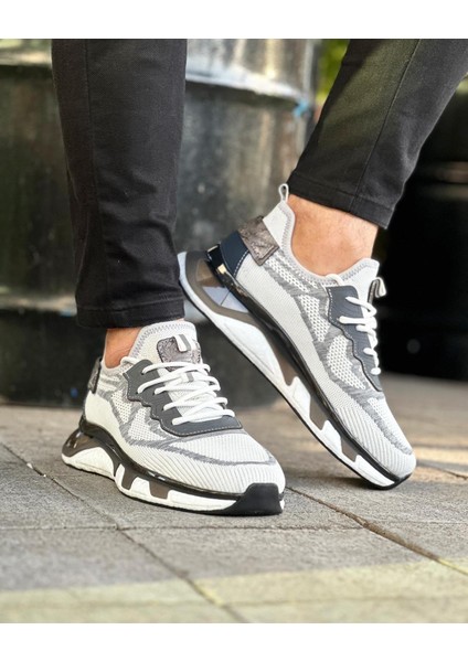 0387 Deri Hasır Keten Beyaz Sneaker Erkek Ayakkabı