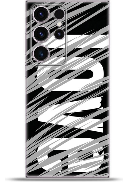 Samsung Galaxy S23 Ultra Kılıf Esnek Silikon Kamera Koruma 4K Desenli Özel Tasarım - Gri Aşk Love