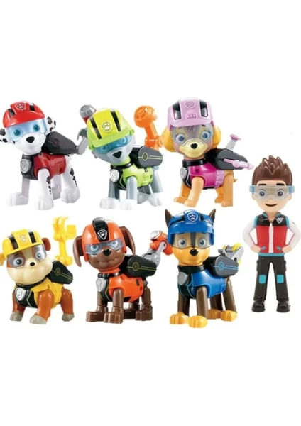 Paw Patrol 7 Li Figür Seti, Chase, Marshall, Zuma, Rubble, Skye, Rocky ve Ryder