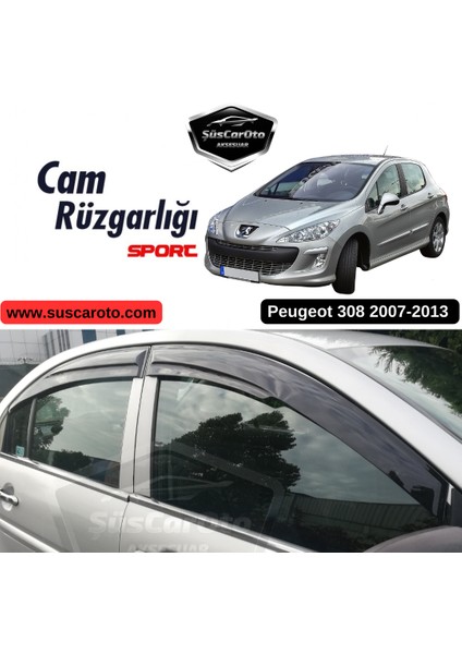 Peugeot 308 2007-2013 Uyumlu Mugen Cam Rüzgarlığı Seti Piano Black 4'lü