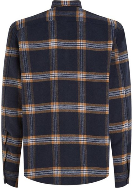 Slim Fit Düğmeli Yaka Mavi Erkek Gömlek MW0MW328520MS