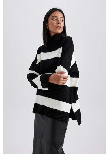 Relax Fit Çizgili Balıkçı Yaka Tunik A8595AX23WN