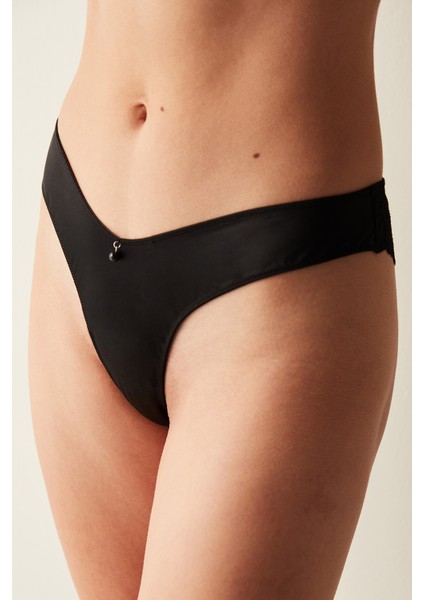Lotus Broiderie V Kesim Siyah Brazilian Külot