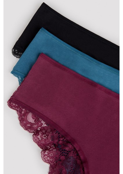 Dark Tones Dantel Detaylı 3lü Çok Renkli Hipster Külot indirimleri