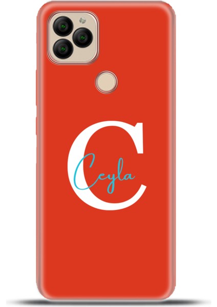 General Mobile Gm 22 Plus Kılıf Silikon Esnek Kamera Koruma Kişiye Özel Isim Harf Zao Kırmızı - C