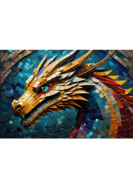 Renkli Baskılı Sayılarla Boyama Hobi Seti Çerçeveli 40 x 50 cm Ejderha