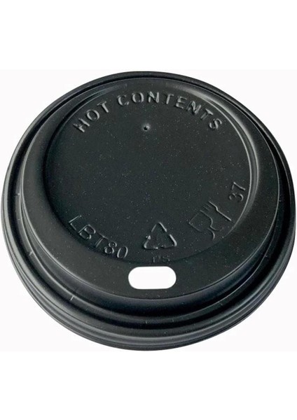 Sıcak Karton Kağıt Çay Kahve Bardak Kapağı - Emzikli Kapak - 12 Oz - Siyah - 100 Adetlik Paket