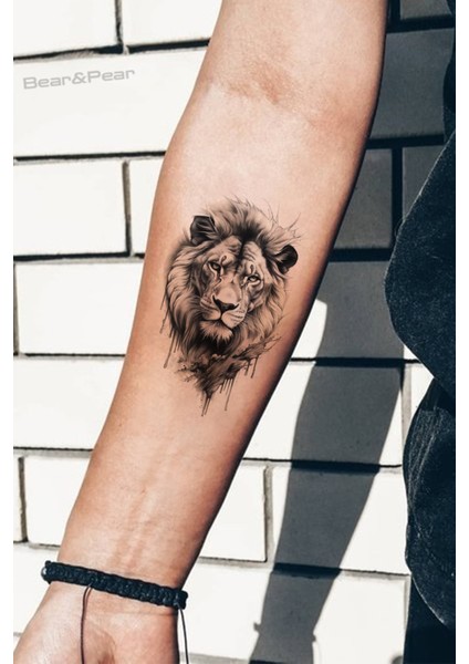 Lion Geometrik Aslan Dövmesi Unisex Tattoo