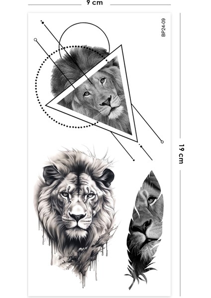 Lion Geometrik Aslan Dövmesi Unisex Tattoo