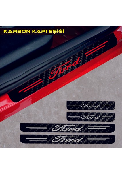 Ford Mustang Karbon Kapı Eşiği Oto Sticker 4 Adet