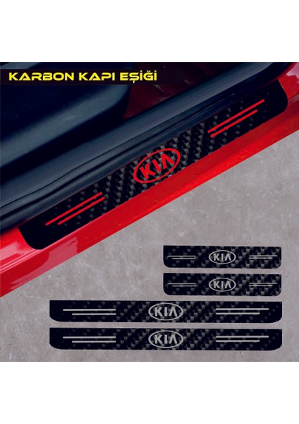 Kia Stonic Karbon Kapı Eşiği Oto Sticker 4 Adet