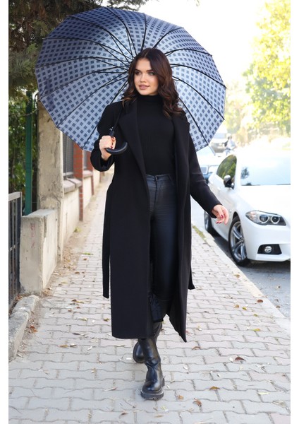 Kaliteli Mavi Kareli Desenli Kırılmaz Şemsiye 16 Telli Umbrella