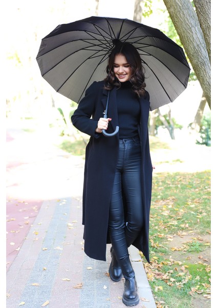 Kaliteli Siyah Black Kırılmaz Şemsiye Siyah 16 Telli Umbrella