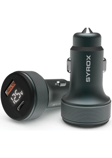 Syrox SC30B LED Ekran Metal 30W Pd Oto Başlık Şarj Cihazi