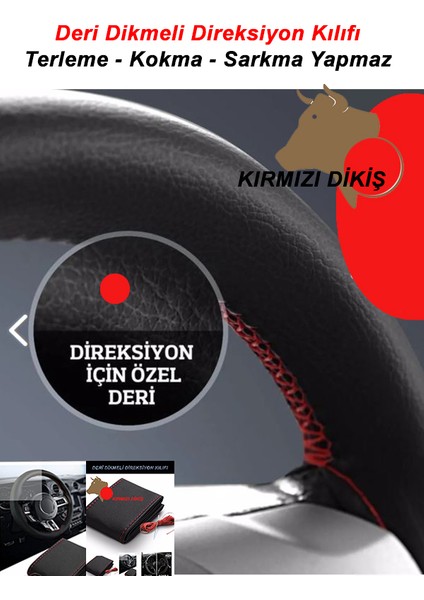 Renault Modus Uyumlu Araba,oto,araç Direksiyon Kılıfı Kırmızı Dikiş