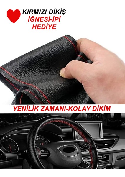 Renault Modus Uyumlu Araba,oto,araç Direksiyon Kılıfı Kırmızı Dikiş
