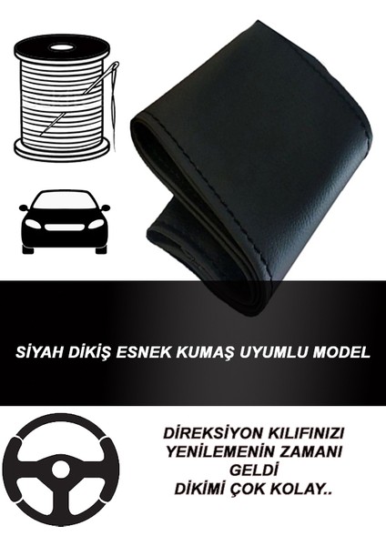 Peugeot 207 C Uyumlu Araç,araba,oto Direksiyon Kılıfı Siyah Dikiş