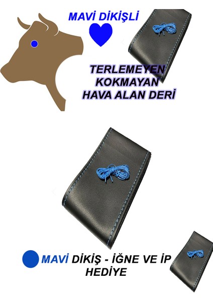 Toyota Aurıs Uyumlu Oto,araç Direksiyon Kılıfı Mavi Dikiş
