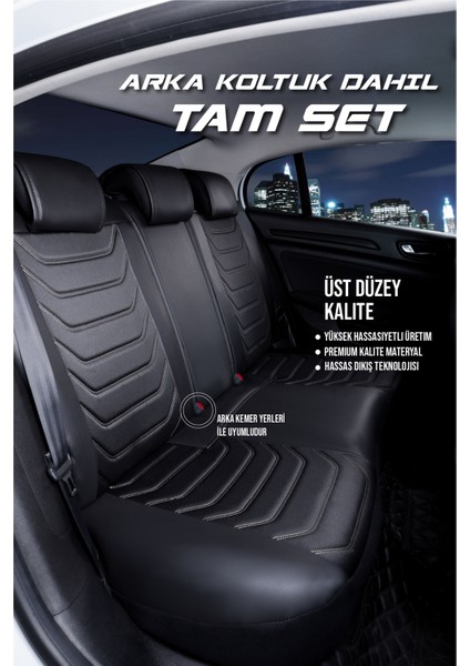 Kia Sportsage Uyumlu Lüx Deri Oto Koltuk Kılıfı Ön Arka Takım Sports Model Siyah Beyaz fiyatları