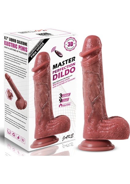 Master Perfection Dildo Jake - Isıtmalı İleri Geri Hareketli ve Rotasyonlu Gerçekçi Damarlı Yapay Penis Vibrator