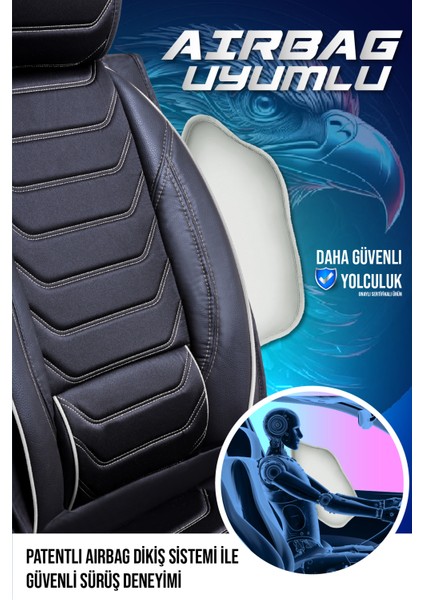 Nissan Skystar Uyumlu Lüx Deri Oto Koltuk Kılıfı Ön Arka Takım Sports Model Siyah Beyaz fırsatları