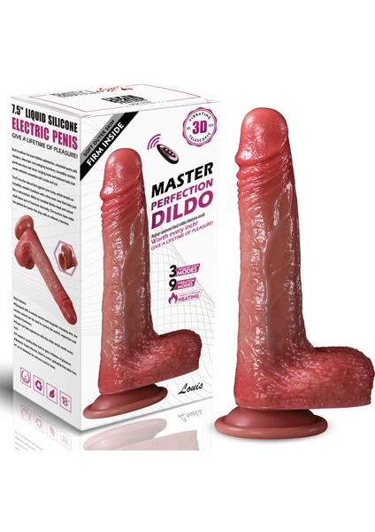 Master Perfection Dildo Louis - Isıtmalı İleri Geri Hareketli ve Rotasyonlu Gerçekçi Damarlı Yapay Penis Vibrator