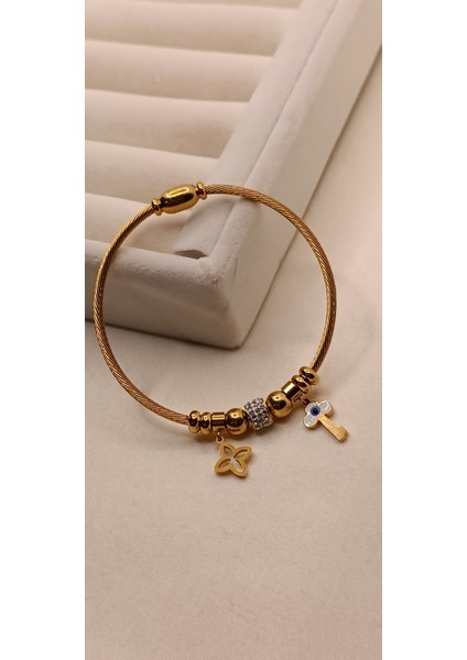 Çelik Bileklik Charm Gold modelleri