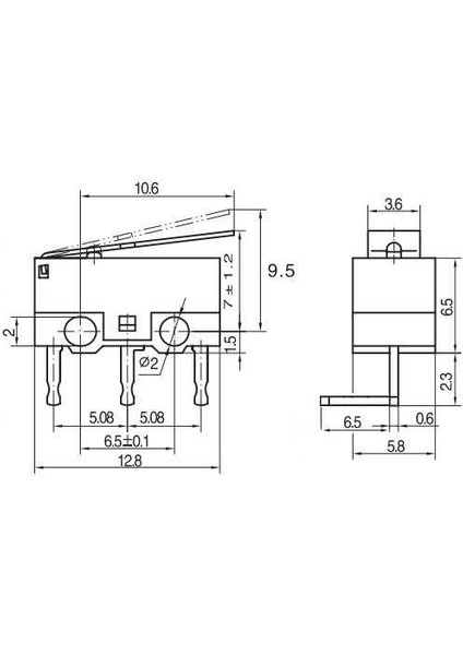 5 Adet Mini Micro Switch Paletli KW10 Z1P 90 Derece Yan L Pin