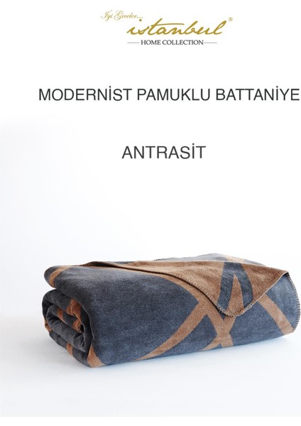 Tek Kişilik Pamuklu Battaniye Modernist Antrasit