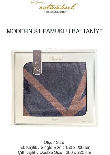 Tek Kişilik Pamuklu Battaniye Modernist Antrasit