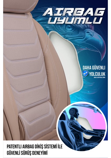 Mitsubishi Colt Uyumlu Lüx Deri Oto Koltuk Kılıfı Ön Arka Takım Sports Model Bej fırsatları
