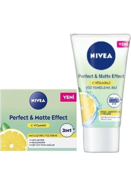 Perfect & Matte Effect C Vitaminli Yüz Bakım Kremi 50 ml ve Yüz Temizleme Jeli 50 ml