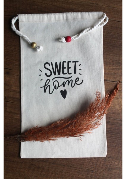 30X40CM - 2 Adet Keten Sweet Home Çok Amaçlı Kese - Saklama Torbası - Bakliyat Kesesi modelleri