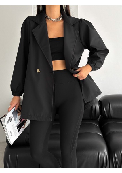 Kolları Lastik Detaylı Boyfriend Trençkot Kadın Ceket modelleri