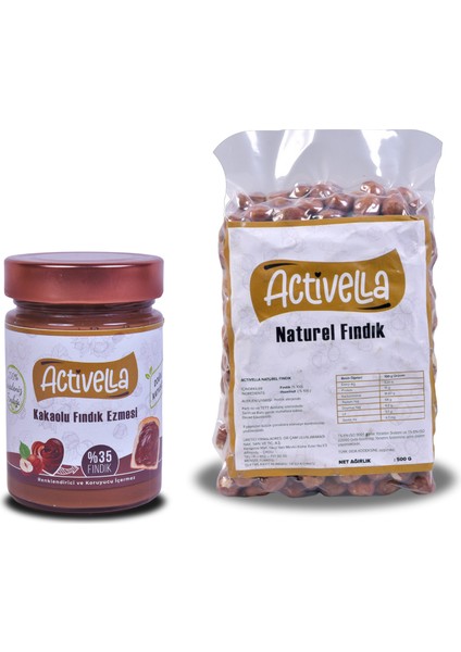 Kakaolu Fındık Ezmesi 330GR %35 Fındıklı + Natürel Iç Fındık 500GR