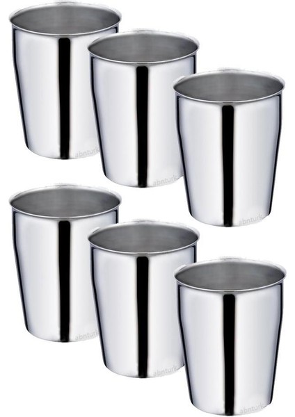 Çelik Bardak Paslanmayan Kırılmayan Bardak Krom Nikel Kaplama Kupa 330 ml 6 Adet