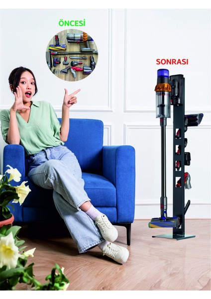 Dyson Uyumlu Süpürge Standı Kare Tabanlı